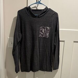 PacSun Charcoal Hoodie Longsleeve T with Patterned Pocket